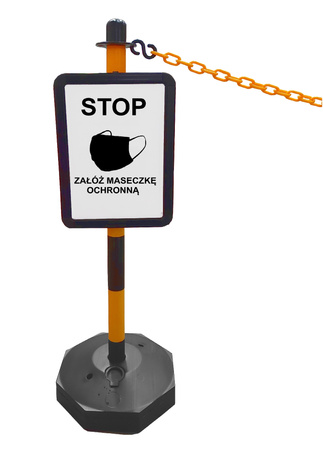 Słupki wygrodzeniowe OCTAGON z łańcuchem 2,5m + tabliczka