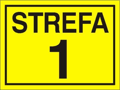 Znak strefa 1 na płycie HIPS (828-11)