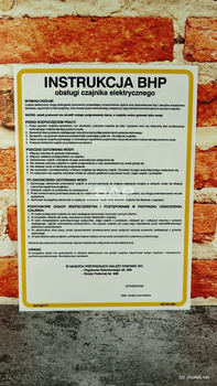 Instrukcja BHP przy obsłudze czajnika elektrycznego (422 XO-200)