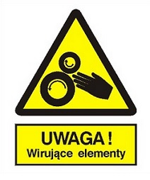 Znak uwaga wirujące elementy na płycie PCV (331)