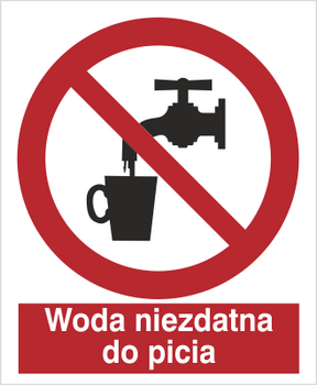 Znak zakaz picia wody na płycie PCV (603)