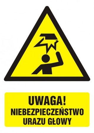 Znak Uwaga! Niebezpieczeństwo urazu głowy na Folii Samoprzylepnej (GF019)