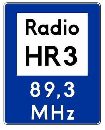 Znak informacyjny METALOWY informacja radiowa o ruchu drogowym (D34a)