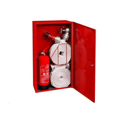 Hydrant wewnętrzny DN52 ECO z miejscem na gaśnicę oraz dodatkowym wężem (wąż w koszu) - BOXMET