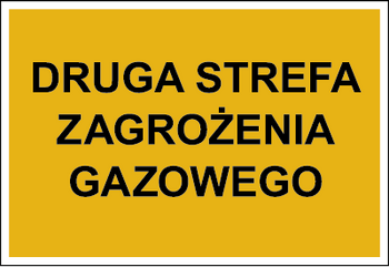 Znak druga strefa zagrożenia gazowego na płycie PCV (827-03)
