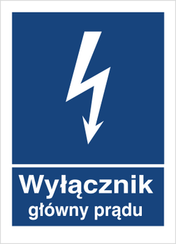Znak wyłącznik główny prądu na Folii Samoprzylepnej (530-29)