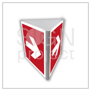 Znak BA811 Kierunek do miejsca rozmieszczenia sprzętu pożarniczego lub urządzenia ostrzegającego świecący (3D dościenny)