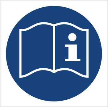 Znak przed przystąpieniem do pracy przeczytaj instrukcję na płycie PCV (418)