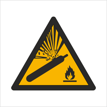 Znak ostrzeżenie przed butlami pod ciśnieniem na Folii Samoprzylepnej (W29) (ISO 7010)