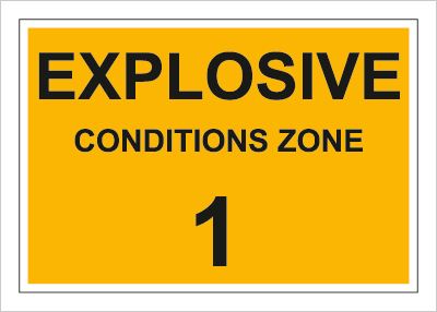 Znak explosive conditions zone 1 na płycie PCV (829-01)