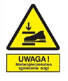 Znak Uwaga! Niebezpieczeństwo zgniecenia stopy na Folii Samoprzylepnej (344)