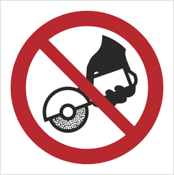 Znak Zakaz używania szlifierki ręcznej na Folii Samoprzylepnej (P34) (ISO 7010)