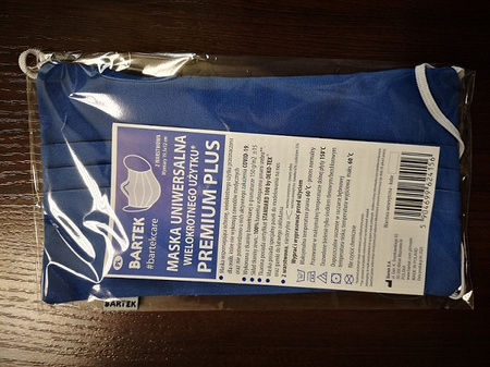 Maseczka ochronna wielokrotnego użytku z jonami srebra / dwuwarstwowa / PREMIUM PLUS