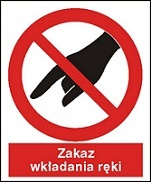 Znak zakaz wkładania ręki na płycie PCV (635)