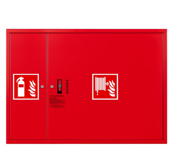 Hydrant wewnętrzny zawieszany uniwersalny fit DN25 z miejscem na gaśnicę obok zwijadła - SUPRON