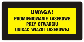 Znak Uwaga! - ,, - Unikać wiązki laserowej na Folii Samoprzylepnej (KB016)