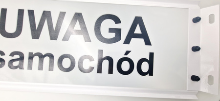 Znak Ostrzegawczy Dwustronny UWAGA SAMOCHÓD Metal