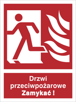 Znak drzwi przeciwpożarowe zamykać! (w lewo) na Płycie Świecącej (217-01)