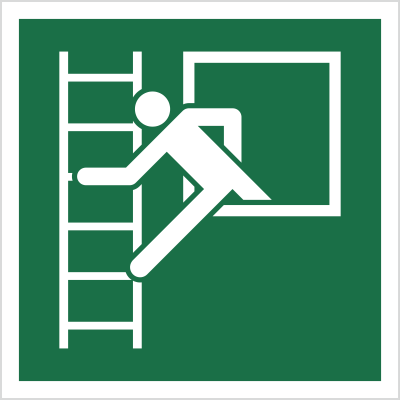 Znak okno ewakuacyjne z drabiną ewakuacyjną (E16) (ISO 7010) Techem