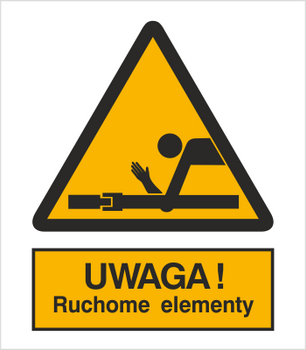 Znak Ostrzeżenie przed ruchomymi elementami na płycie PCV (345)