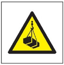 Znak ostrzeżenie przed wiszącymi przedmiotami ( wiszącym ciężarem) na płycie PCV (W15) (ISO 7010)