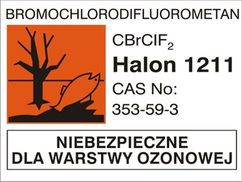 Znak halon 1211 na Folii Samoprzylepnej (700-16)