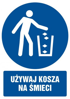 Znak używaj kosza na śmieci na płycie PCV (GL057)