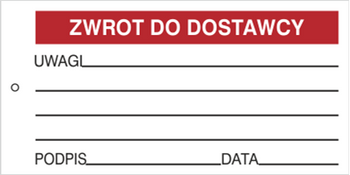 Znak zwrot do dostawcy na płycie HIPS (802-54)