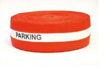 Taśma ostrzegawcza parciana poliestrowa biało-czerwona parking 80mm/100m