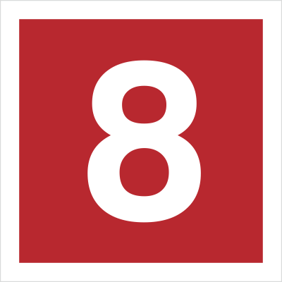 Znak cyfra 8 na Folii Świecącej (808-16)