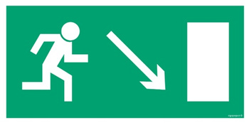 Znak kierunek do wyjścia drogi ewakuacyjnej w dół w prawo (AC013) Signproject