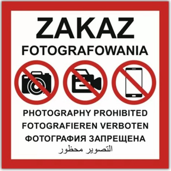 Znak Zakaz fotografowania na płycie PCV (NF004)