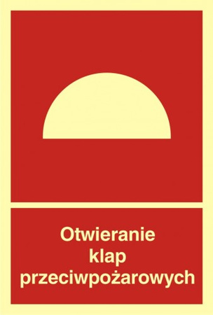 Znak otwieranie klap przeciwpożarowych na Folii Świecącej (BB010)