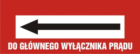 Znak do głównego wyłącznika prądu na płycie PCV (BC124L)