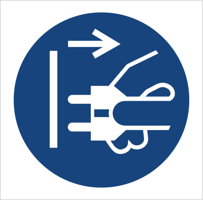 Znak nakaz odłączenia urządzenia od sieci elektrycznej na Folii Samoprzylepnej (M06) (ISO 7010)