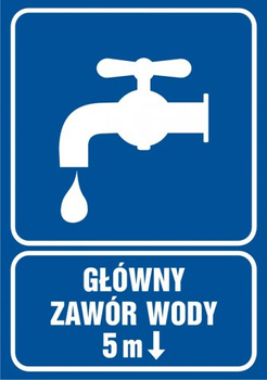 Znak Główny zawór wodny 5m (PA007)