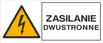 Znak Zasilanie dwustronne na Folii Samoprzylepnej (330-14b)