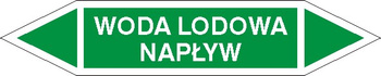 Tabliczka na rurociągi Woda lodowa- napływ znak na Folii Samoprzylepnej (R-W23)