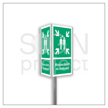 Miejsce zbiórki do ewakuacji, wzmocniony + słupek (3D przestrzenny)