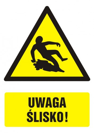 Znak Uwaga! Ślisko na Folii Samoprzylepnej (GF022)