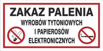 Znak zakaz palenia wyrobów tytoniowych i elektronicznych na płycie PCV (209-22)
