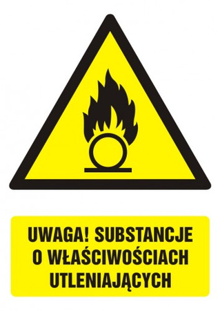 Znak Uwaga! Substancje o właściwościach utleniających na płycie PCV (GF064)