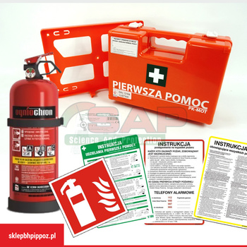 Zestaw BHP i PPOŻ z gaśnicą 2 kg
