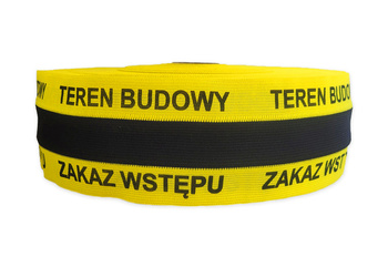 Taśma ostrzegawcza parciana poliestrowa żółto-czarna teren budowy zakaz wstępu 80mm/100m