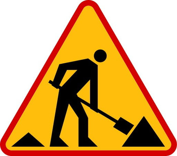 Znak ostrzegawczy METALOWY Roboty na drodze (A14)
