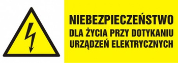 Znak Niebezpieczeństwo dla życia przy dotykaniu urządzeń elektrycznych na Folii Samoprzylepnej (HB006)