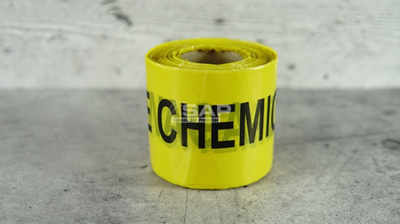 Taśma ostrzegawcza UWAGA ZAGROŻENIE CHEMICZNE 80mm/100m
