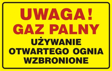 Znak Uwaga! Gaz palny-używanie otwartego ognia wzbronione (JD012)