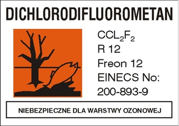 Znak freon 12 na Folii Samoprzylepnej (700-14)