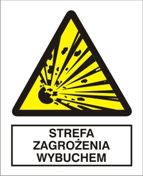 Znak strefa zagrożenia wybuchem (J) na płycie PCV (221-04)